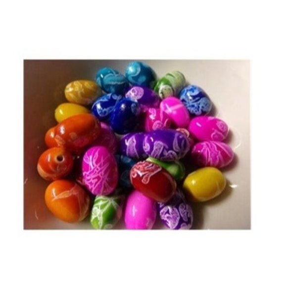Mixed Color Drawbench Oval Acrylic Beads - Picture 1 of 2
